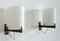 Mid-Century Italian Minimal Wall Sconces with Frosted Glass and Metal, 1960s, Set of 2, Image 8