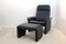 Set of DS-50 Adjustable Lounge Chair and Ottoman in Soft Thick Black Neck Leather from de Sede, 1970s 1