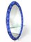Vintage Italian Oval Mirror in Brass and Blue Crystal, 1950s, Image 1