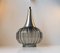 Vintage Onion-Shaped Optical Glass Pendant Lamp from Orrefors, 1970s 2