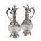 Large Antique German Silver and Cut Glass Wine Jugs, 1900, Set of 2 1