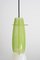 Lámpara italiana de vidrio verde con latón, años 60, Imagen 4