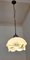 Antike deutsche Deckenlampe mit weißem Glasschirm, 1920er 1