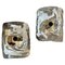Spage Age Clear and White Murano Glass and Steel Wall Sconces attributed to Mazzega, 1970s, Set of 2 1