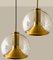 Hand Blown Gold Glass Pendant Light attributed to Doria, Germany, 1970s 5