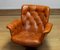 Silla giratoria de cuero acolchado marrón de Göte Möbler, Näsjo, Suecia, años 60, Imagen 7