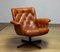 Silla giratoria de cuero acolchado marrón de Göte Möbler, Näsjo, Suecia, años 60, Imagen 10