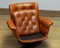 Silla giratoria de cuero acolchado marrón de Göte Möbler, Näsjo, Suecia, años 60, Imagen 3