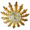 Large Spanish Sunburst Fixture in Gilt Metal with Support, 1950 1