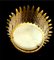 Large Spanish Crown Sunburst Fixture in Gilt Metal and Frost Glass, 1950, Image 5