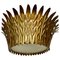 Large Spanish Crown Sunburst Fixture in Gilt Metal and Frost Glass, 1950, Image 1