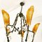 Gold Murano Glss & Black Metal Structure Chandelier, Italy, 1989 5