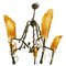 Gold Murano Glss & Black Metal Structure Chandelier, Italy, 1989 1