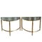 Halbrunde Mid-Century Beistelltische aus Messing & Rauchglas, 1970er, 2er Set 1