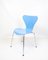 Tavolo da pranzo nr. 3107 azzurro di Arne Jacobsen per Fritz Hansen, anni '80, set di 5, Immagine 3