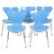 Tavolo da pranzo nr. 3107 azzurro di Arne Jacobsen per Fritz Hansen, anni '80, set di 5, Immagine 1