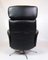 Sillón giratorio de cuero negro y aluminio, años 70, Imagen 5