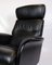 Sillón giratorio de cuero negro y aluminio, años 70, Imagen 2