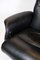 Sillón giratorio de cuero negro y aluminio, años 70, Imagen 3