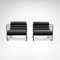 Set of Leather and Glass Hyaline Armchairs by Fabio Lenci for Stendig, Italy, 1960s 8