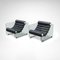 Set of Leather and Glass Hyaline Armchairs by Fabio Lenci for Stendig, Italy, 1960s 3