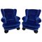 Mid-Century Italian Blue Velvet Armchairs, 1950s, Set of 2 1