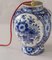 Grande Lampe de Bureau Regina Delft Bleue avec Abat-Jour en Velours Rouge 3