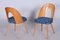 Art Deco Dining Chairs in Ash & Upholstery attributed to Antonín Šuman, Czech, 1940s, Set of 5 1
