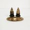 Vintage Danish Spice Set in Brass and Rosewood, 1950s, Set of 3 1