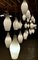 Large Mid-Century Scandinavian Glass & Teak Cascade Lights, 1960s, Set of 10 7