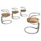 Mid-Century Italian Leather Steel Chairs by Vladimir Tatlin for Nikol Internationa,l 1950s, Set of 4 1