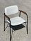 Metal Armchair in Oak and Imitation White Leather, 1950 1