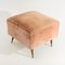 Pink Velvet Pouf with Brass Legs, 1950s 6