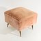 Pink Velvet Pouf with Brass Legs, 1950s, Image 6