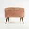 Pink Velvet Pouf with Brass Legs, 1950s, Image 1