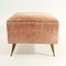 Pink Velvet Pouf with Brass Legs, 1950s, Image 5