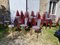 Burgundy Fabric and Metal Bistro Chair, 1990 5