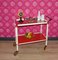 Vintage Bar Cart Tea Cart Red-White Dinette, 1970s, Image 9