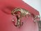 Vintage Coat Hanger in Red Skai with Brass Hooks and Mirror, 1960 8