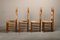 Spanish Brutalist Rustic Dining Chairs in Oak and Rush, Set of 4, Image 4