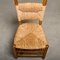 Spanish Brutalist Rustic Dining Chairs in Oak and Rush, Set of 4, Image 8