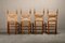 Spanish Brutalist Rustic Dining Chairs in Oak and Rush, Set of 4, Image 5