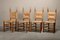Spanish Brutalist Rustic Dining Chairs in Oak and Rush, Set of 4, Image 2