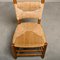 Spanish Brutalist Rustic Dining Chairs in Oak and Rush, Set of 4, Image 9