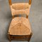 Spanish Brutalist Rustic Dining Chairs in Oak and Rush, Set of 4, Image 10