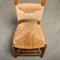 Spanish Brutalist Rustic Dining Chairs in Oak and Rush, Set of 4, Image 7