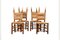 Spanish Brutalist Rustic Dining Chairs in Oak and Rush, Set of 4, Image 1
