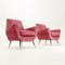 Italian Pink Velvet Armchairs, 1950s, Set of 2 2