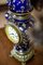 Antique Sapphire Ceramic Mantel Clock Set with Brass Elements, 1890s, Set of 3 4