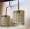 Lámpara colgante doble Mid-Century de vidrio y latón de Orrefors, años 60, Imagen 7